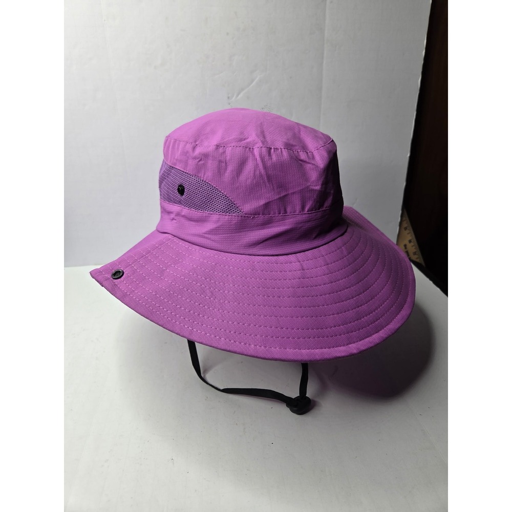 SunShade Purple Wide Brim Bucket Hat Mesh Vents Adjustable Chin Strap Boonie Hat